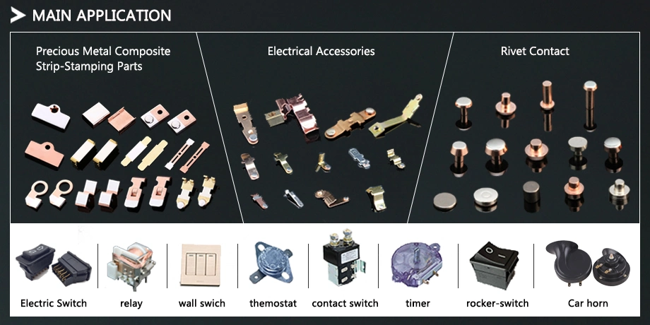 Factory Direct Sale Switch Contact Rivets Small Resistance 16A Agni90/10 Copper Based Bi-Metallic Electrical Contact Rivets